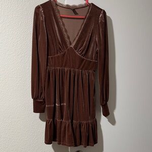 SHEIN Brown Long Sleeve Dress